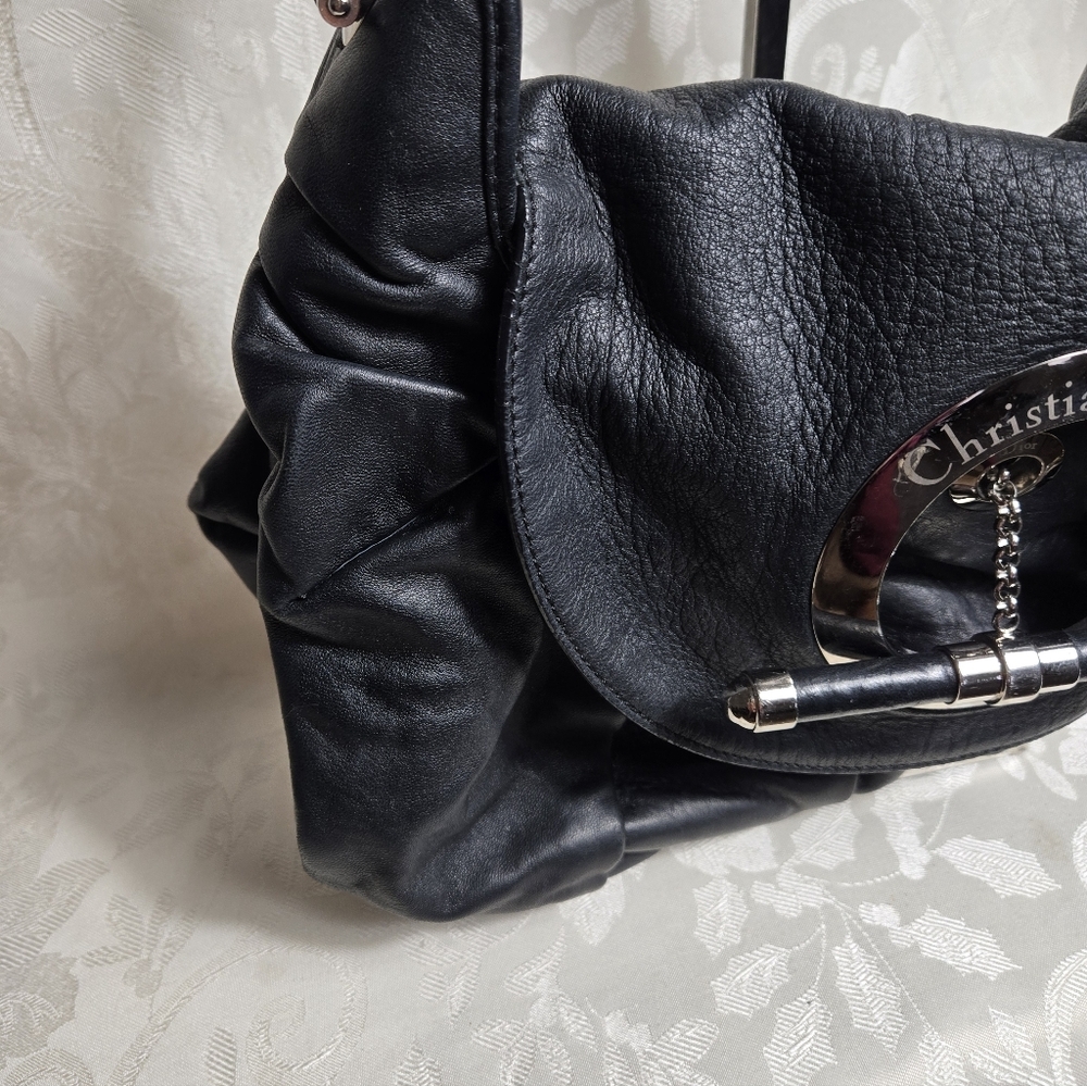 Christian Dior Vintage Black Leather Jazz Club Hobo Shoulder Bag - Picture 3 of 14